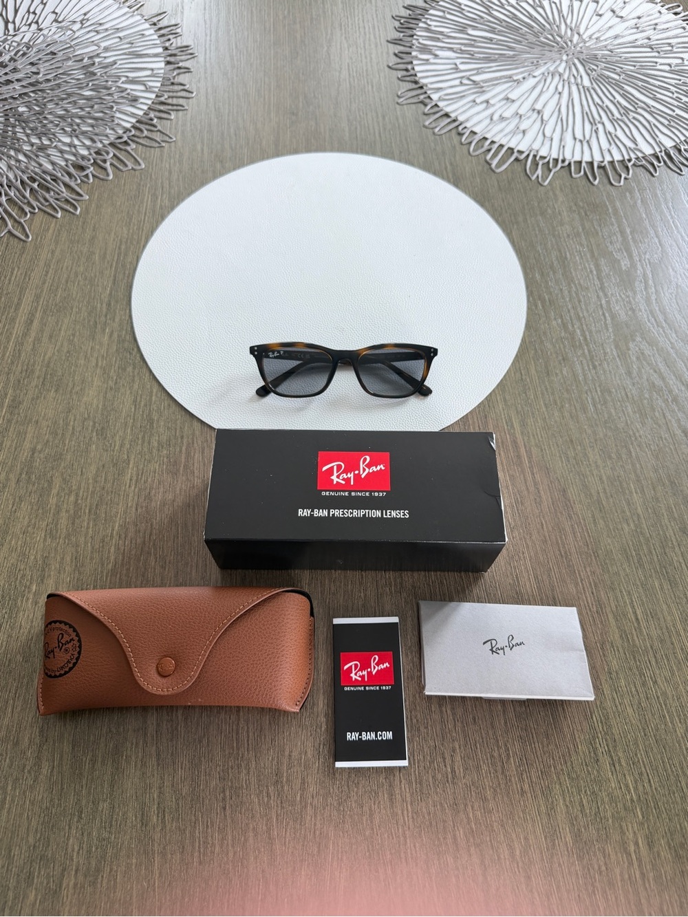 Ray-Ban Tortoiseshell and Black Wayfarer Glasses with Brown Case